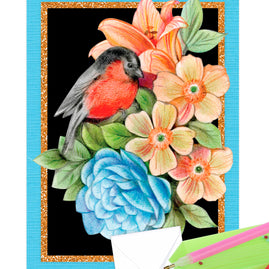 Diamonds Cards - Bird on Blue Flower (100 x 150mm)