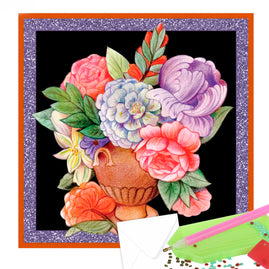 Diamonds Cards - Still Life - Colourful flowers (150 x 150mm)