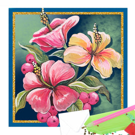 Diamonds Cards - Tropical Hibiscus Flower (150 x 150mm)