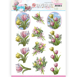 x x 3D Push Out - Amy Design - Enjoy Spring - Bouquets of Tulips