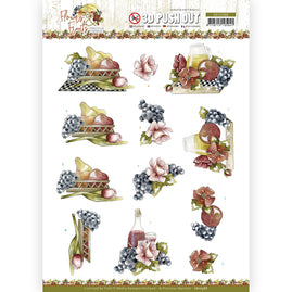 3D Push Out - Precious Marieke - Flowers and Fruits - Flowers and Grapes